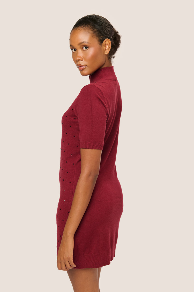 Rhinestone knit mini dress