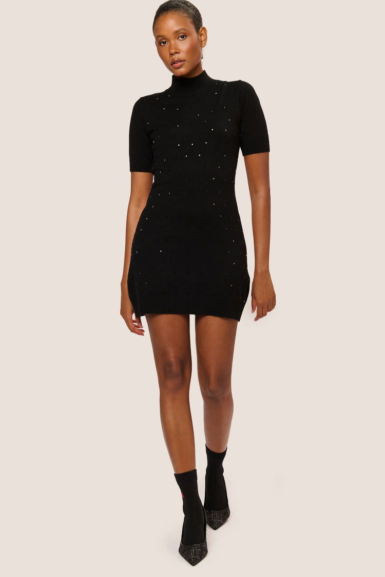 Rhinestone knit mini dress