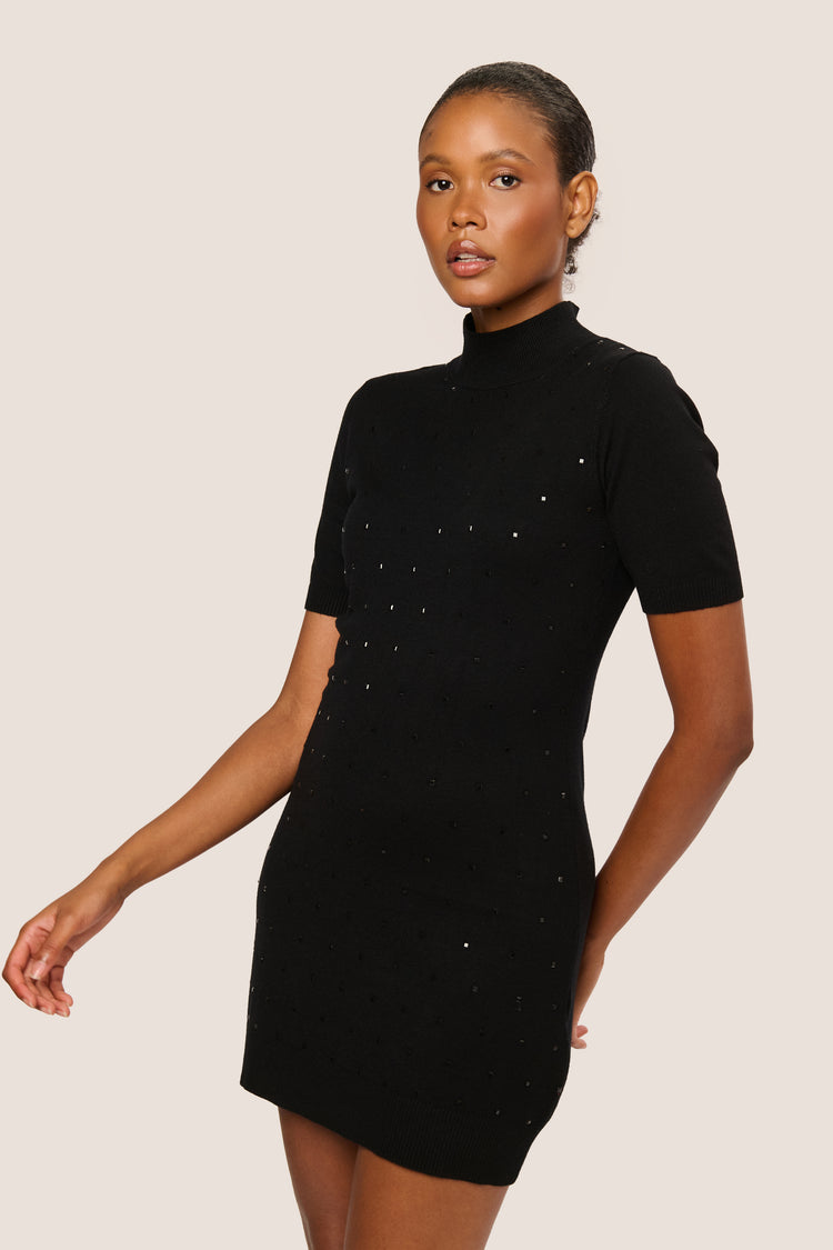 Rhinestone knit mini dress