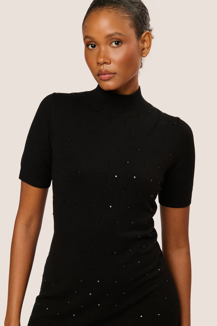 Rhinestone knit mini dress