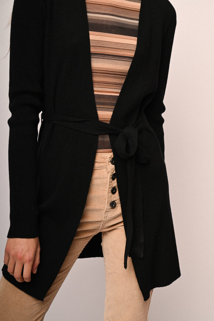 Cardigan lungo con nodo