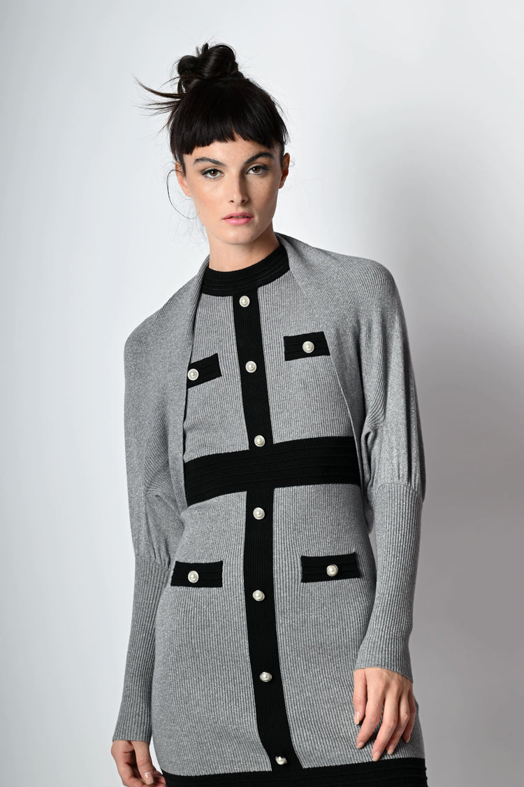 Lurex knit rounded cardigan