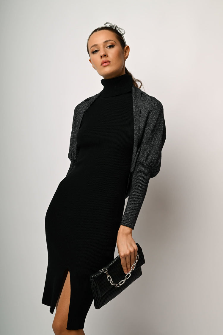 Lurex knit rounded cardigan