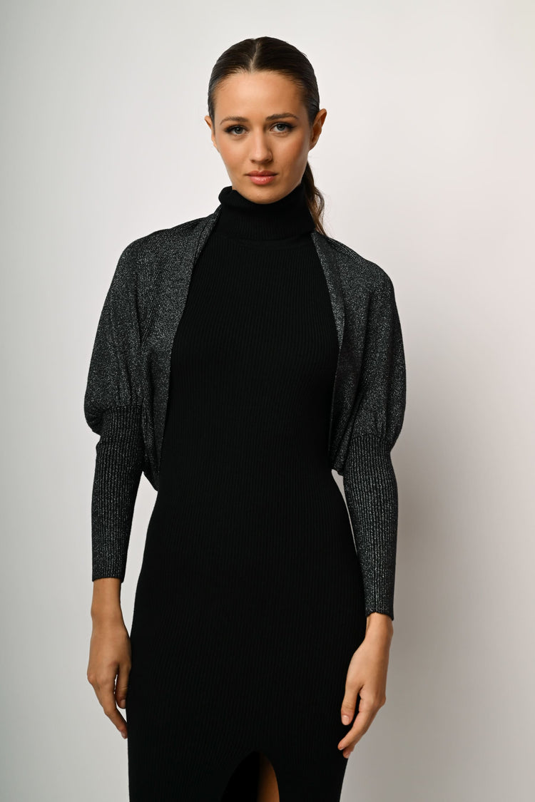 Lurex knit rounded cardigan