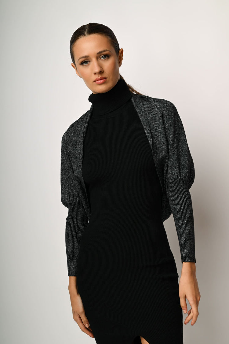 Lurex knit rounded cardigan