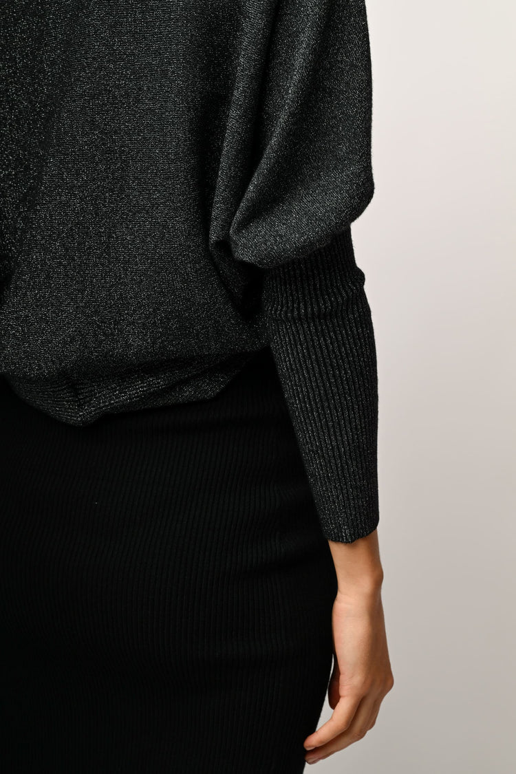Lurex knit rounded cardigan