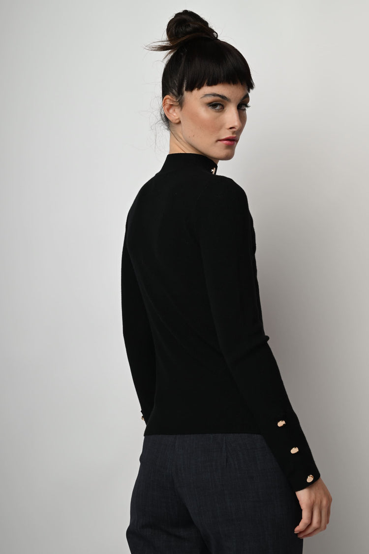 Button-detail mock sweater