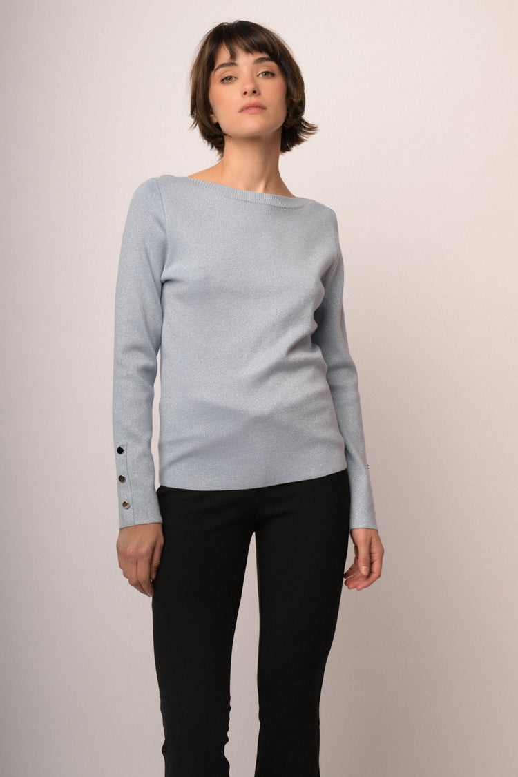 Maglia shiffer con bottoni lurex