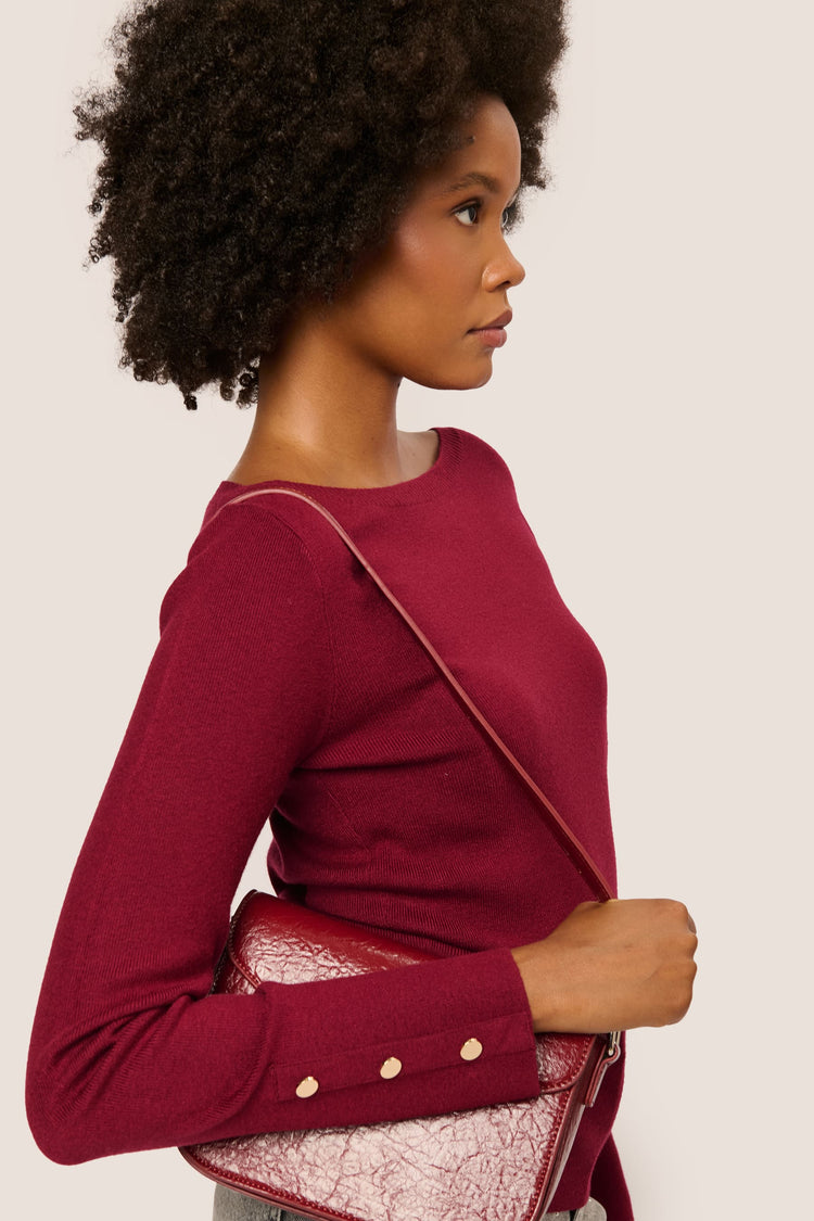 Button-detail boat-neck sweater