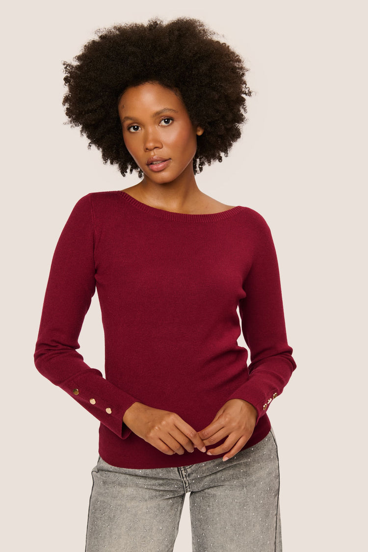 Button-detail boat-neck sweater