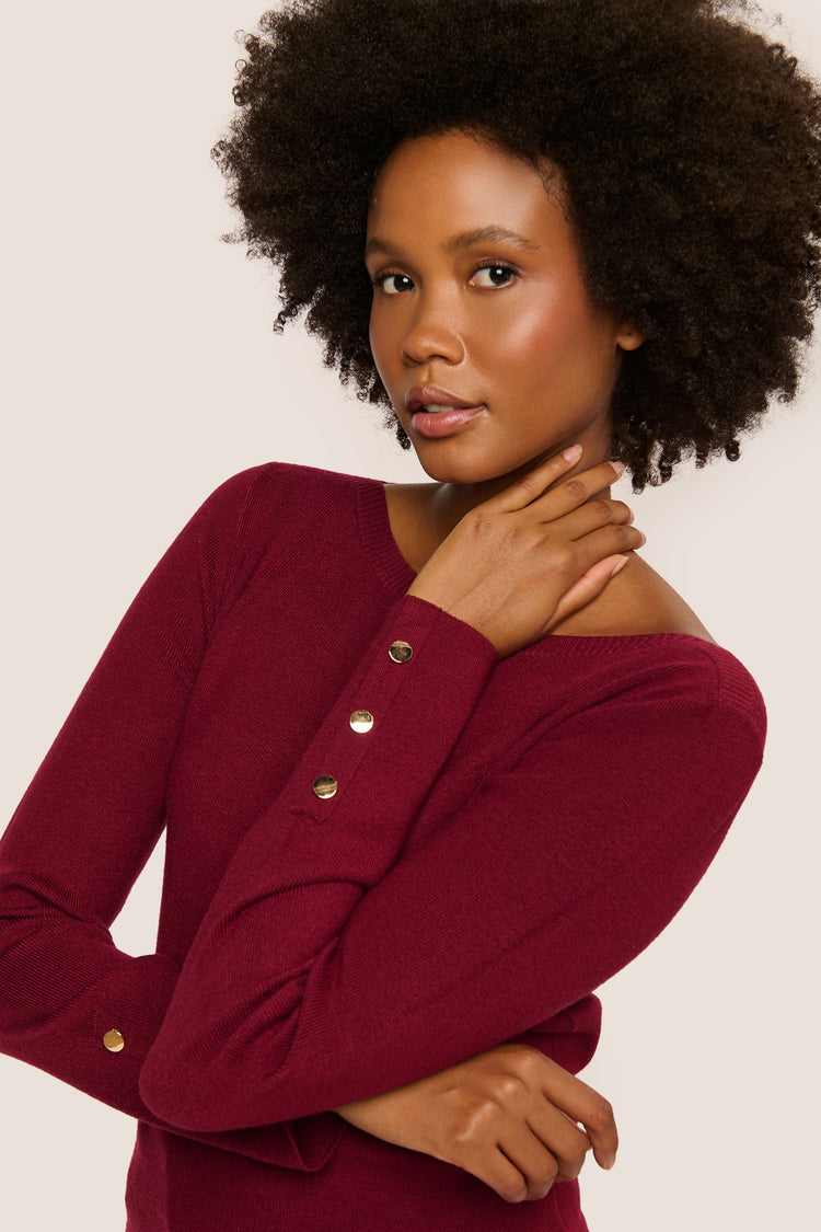 Button-detail boat-neck sweater