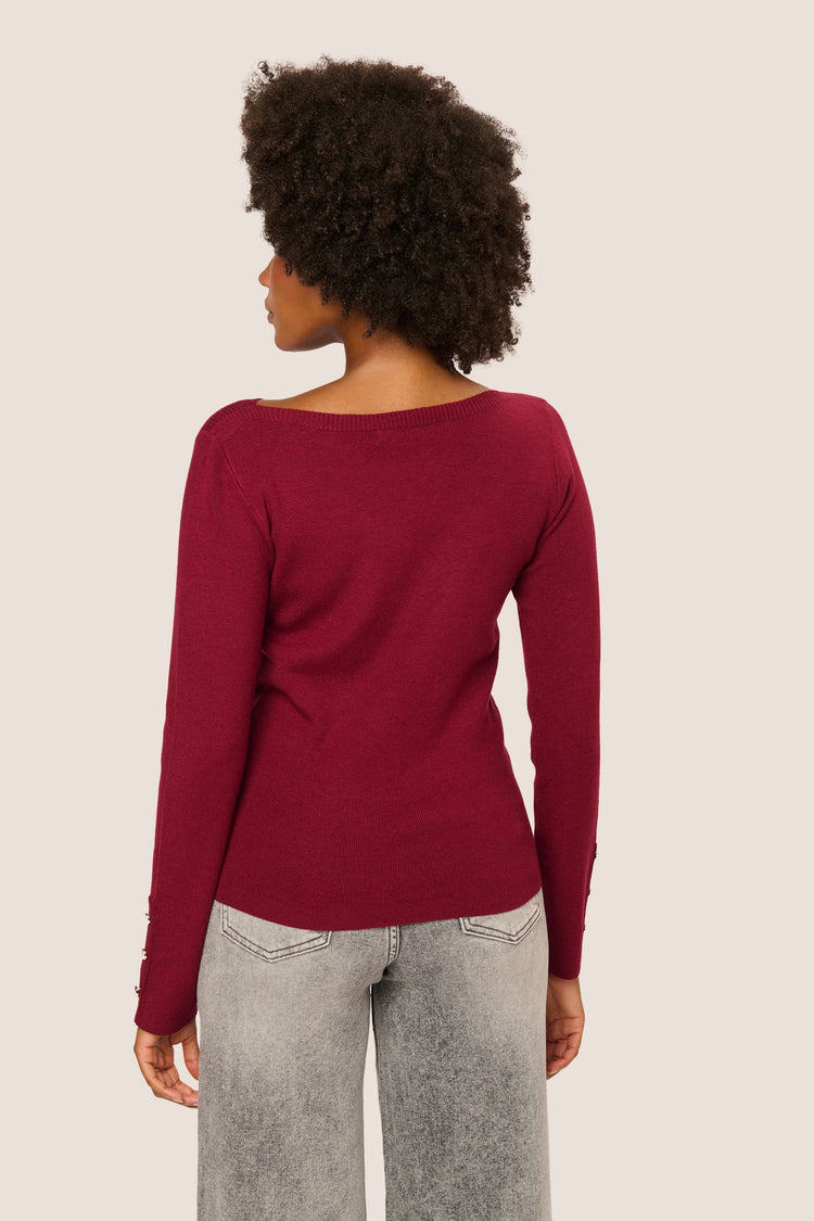 Button-detail boat-neck sweater
