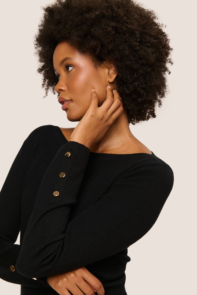 Button-detail boat-neck sweater