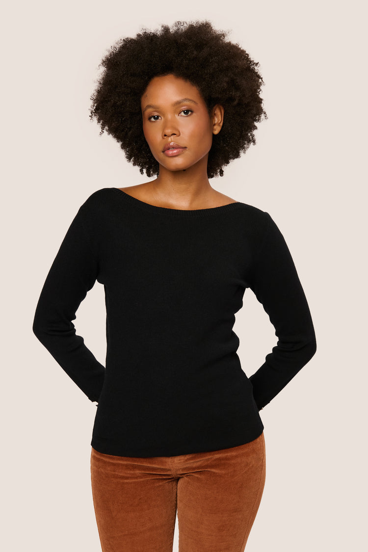 Button-detail boat-neck sweater