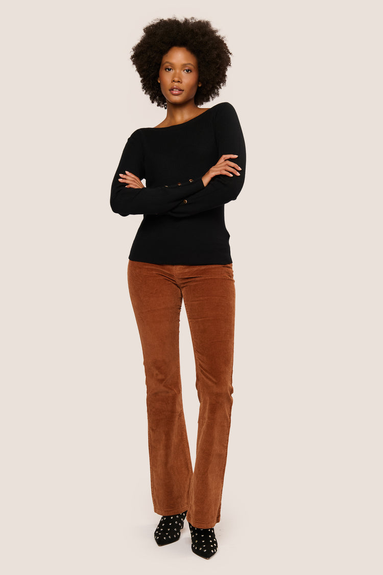 Button-detail boat-neck sweater