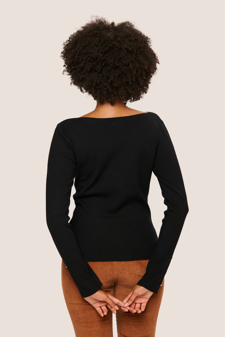 Button-detail boat-neck sweater