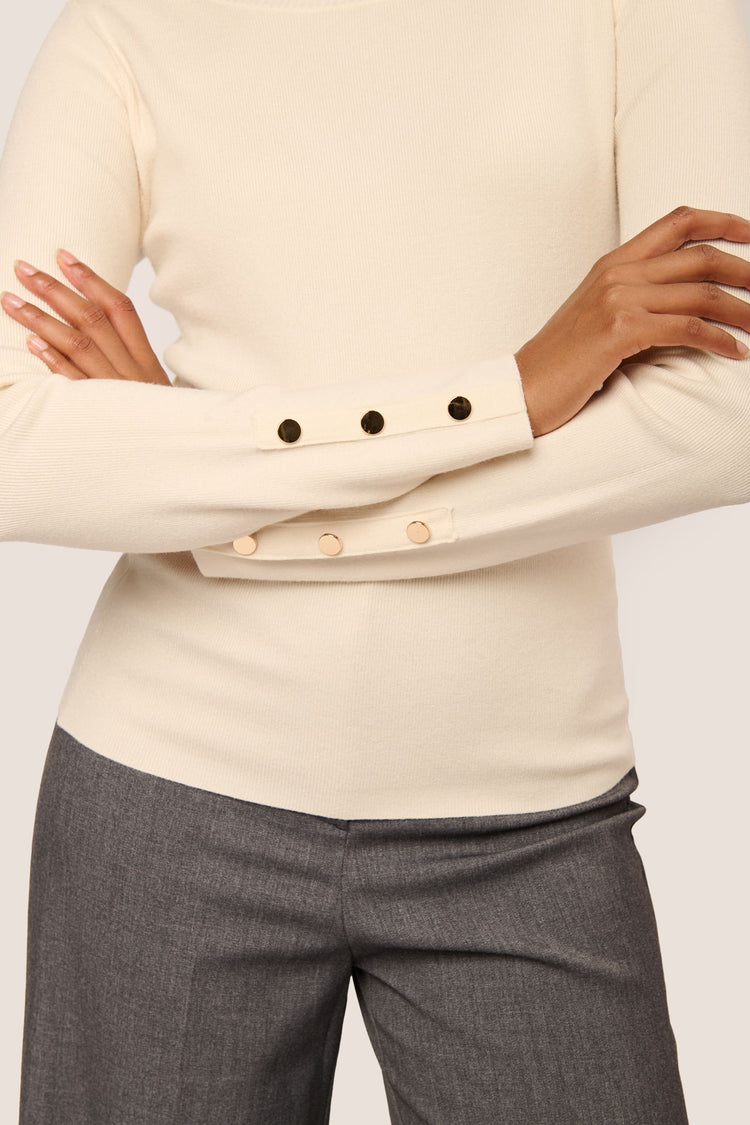 Button-detail boat-neck sweater