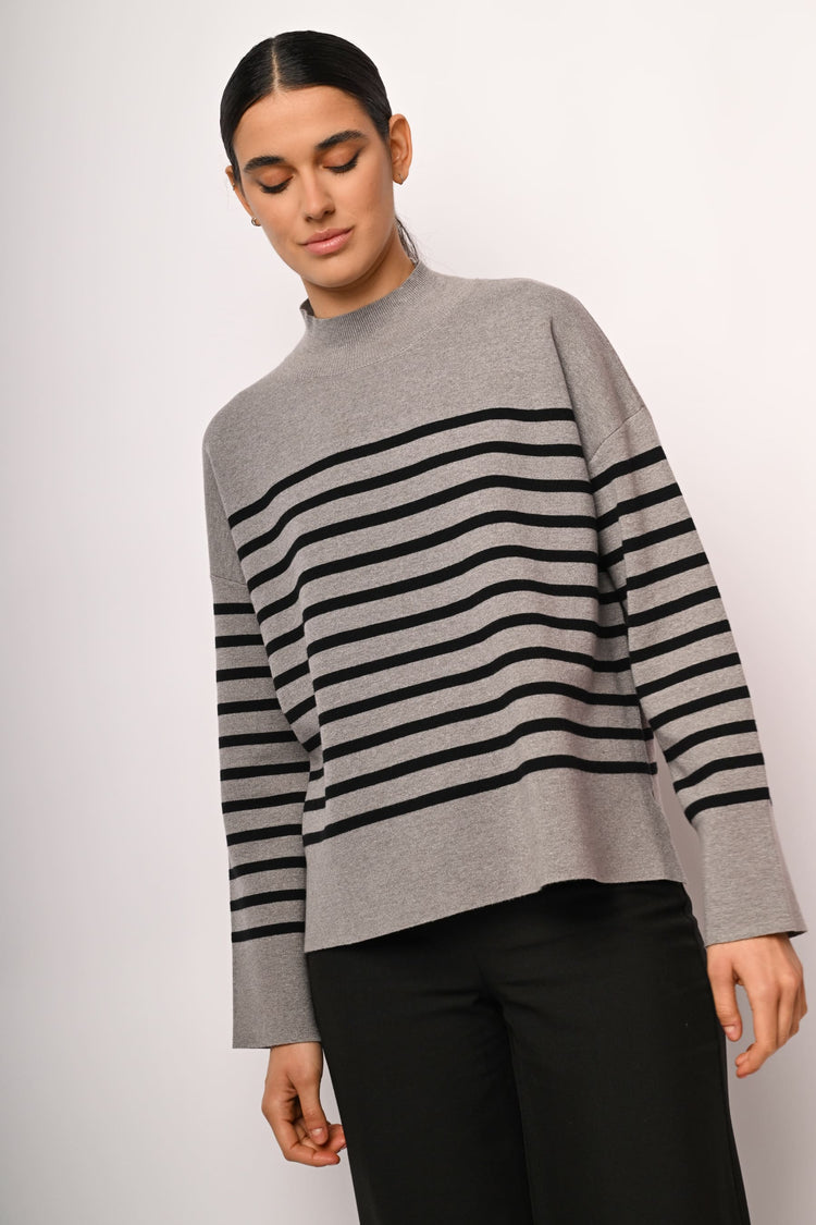 Oversized striped mock sweater