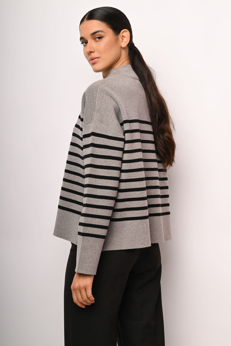 Oversized striped mock sweater