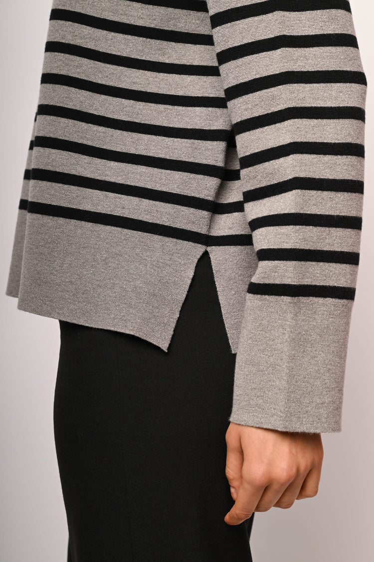 Oversized striped mock sweater