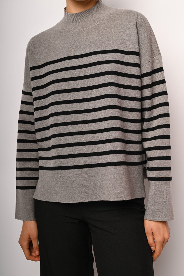 Oversized striped mock sweater