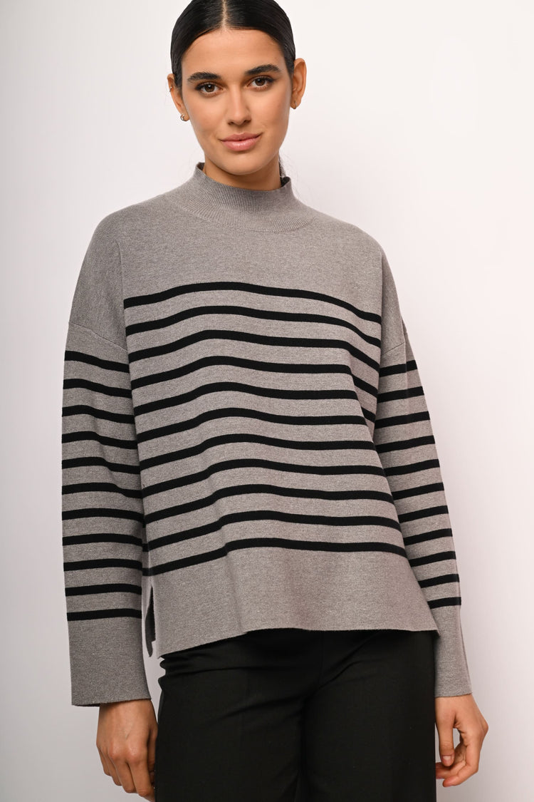 Oversized striped mock sweater
