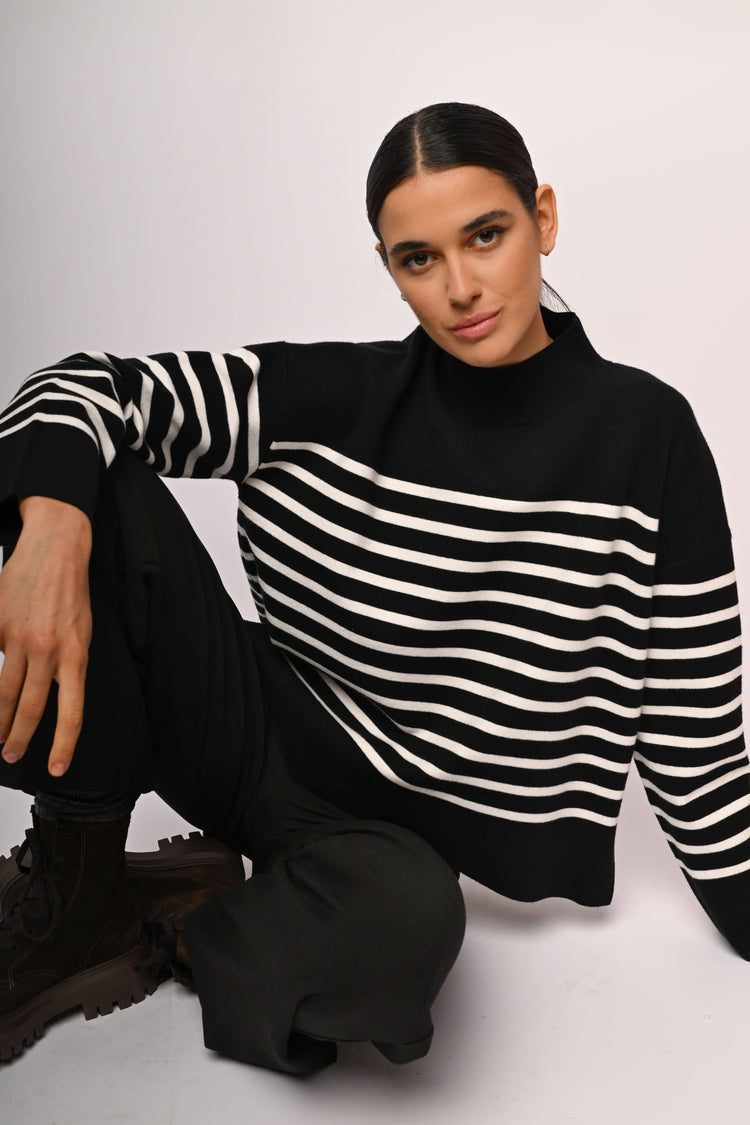Oversized striped mock sweater