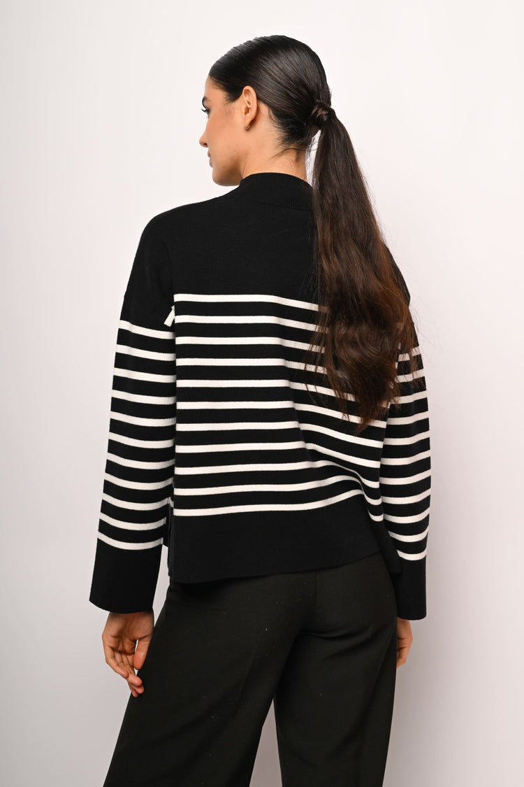 Oversized striped mock sweater