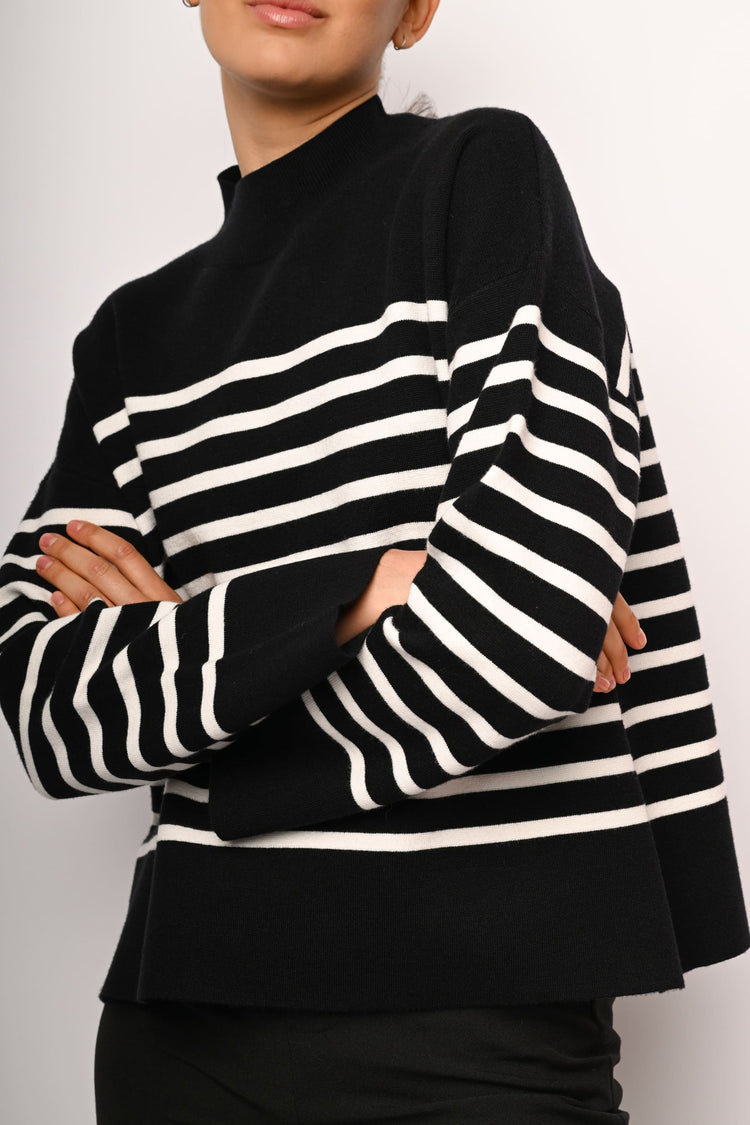 Oversized striped mock sweater
