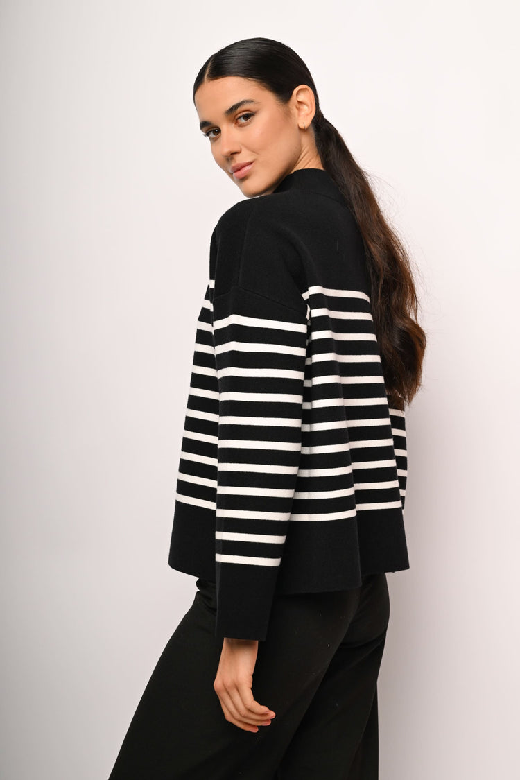 Oversized striped mock sweater