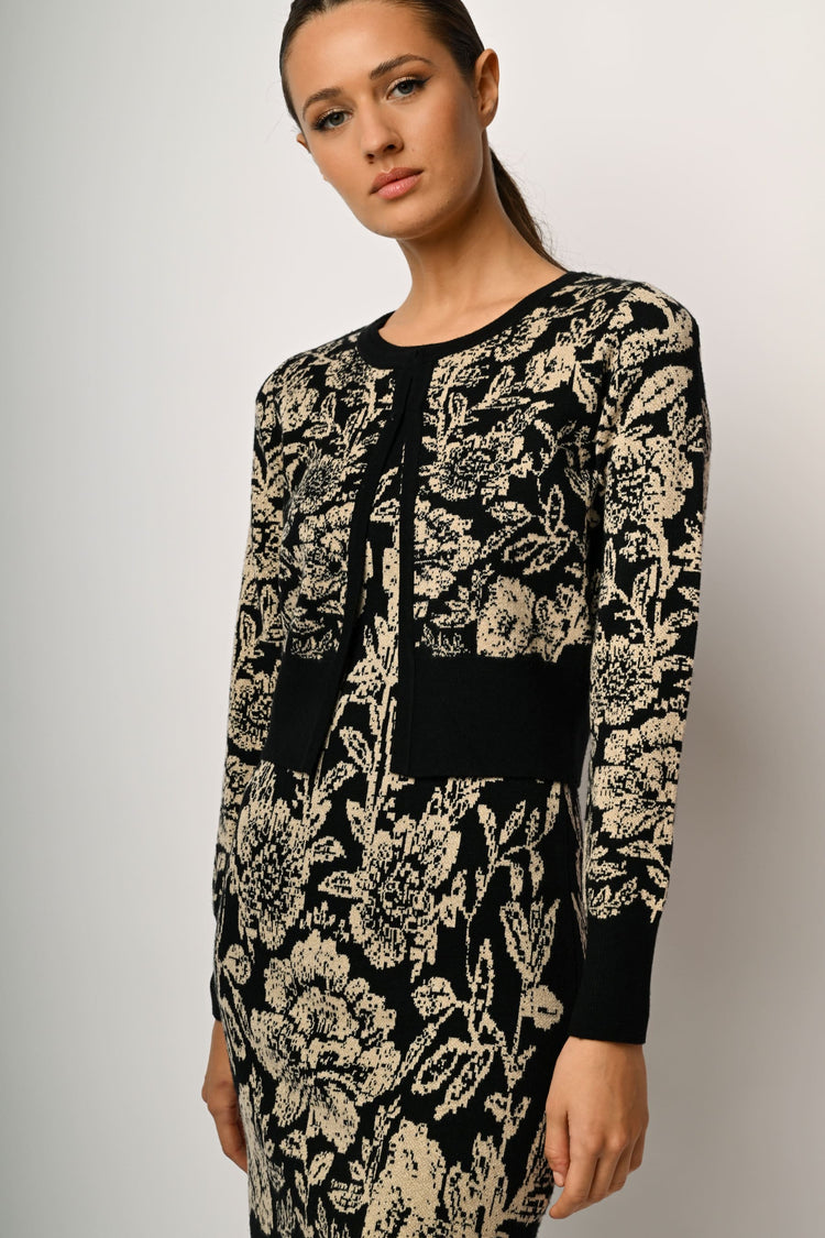 Floral jacquard cropped cardigan