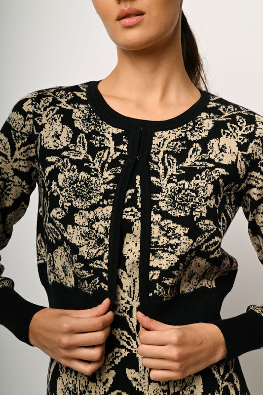 Floral jacquard cropped cardigan