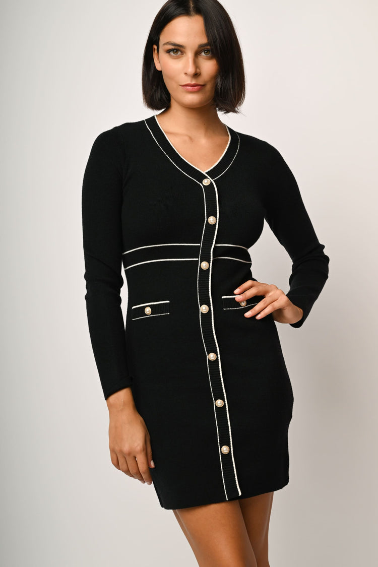 Button-detail knit dress