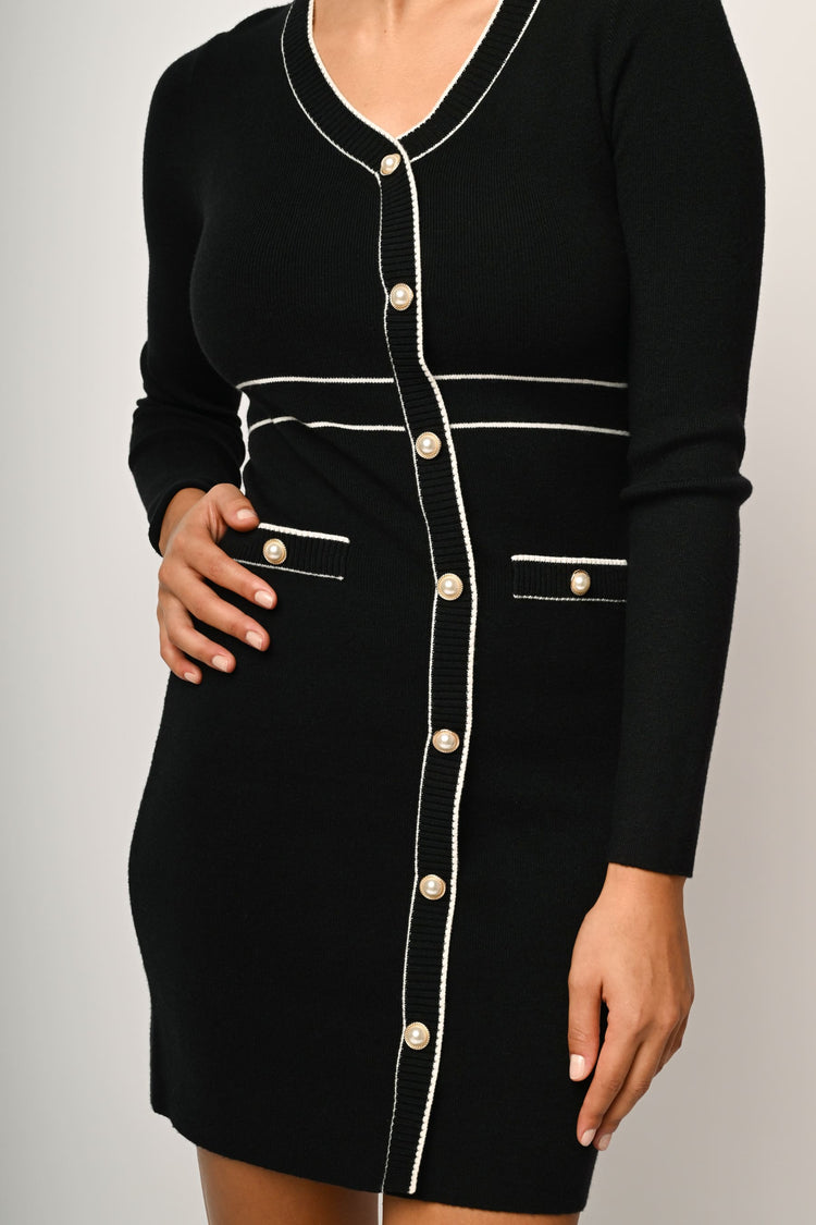 Button-detail knit dress