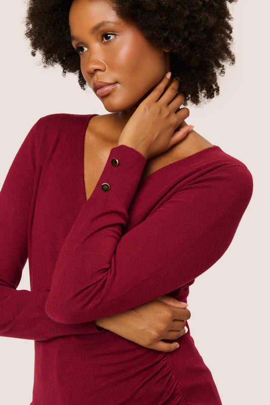 Button-detail wrap sweater