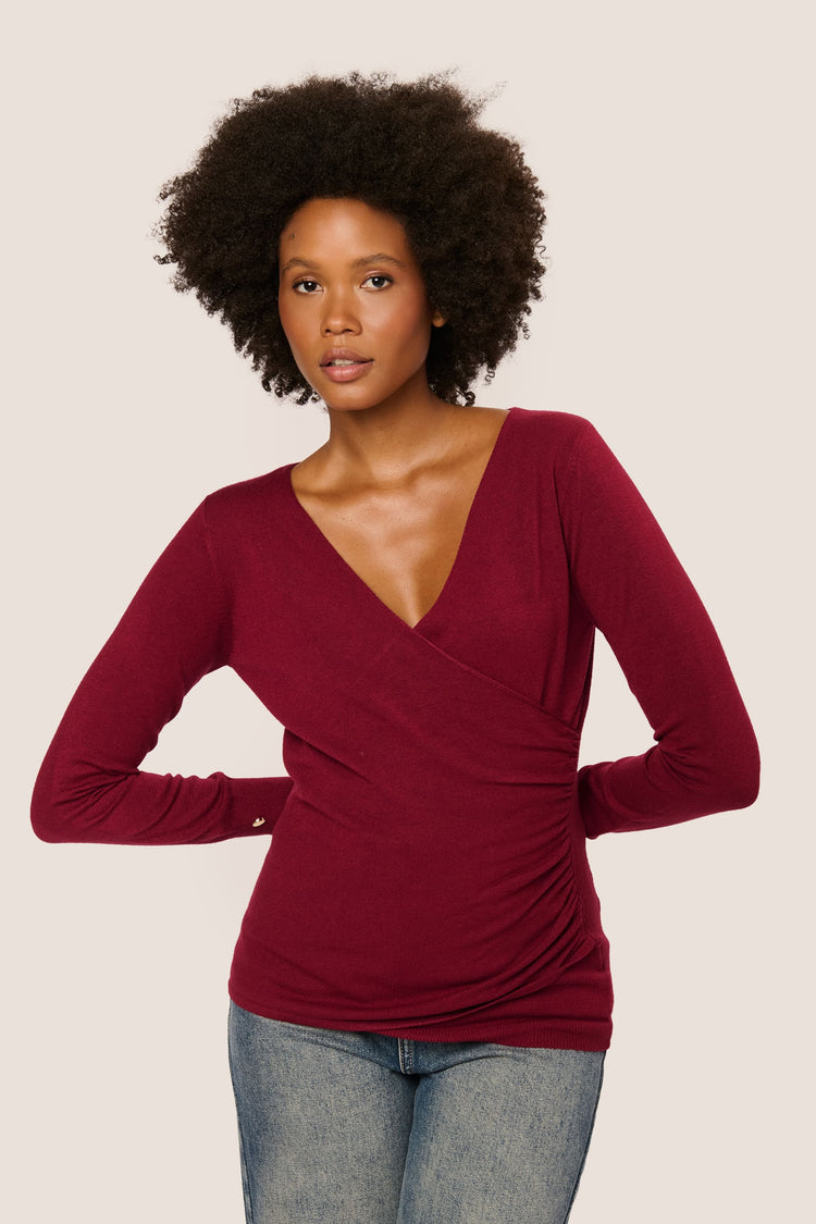Button-detail wrap sweater