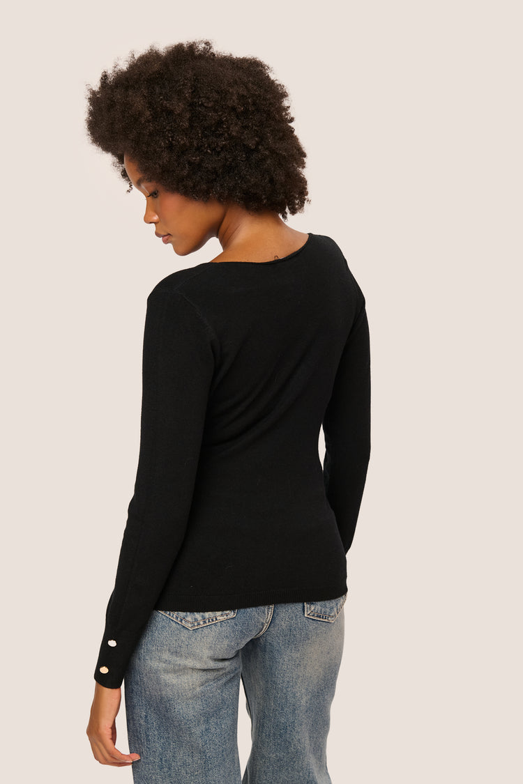 Button-detail wrap sweater