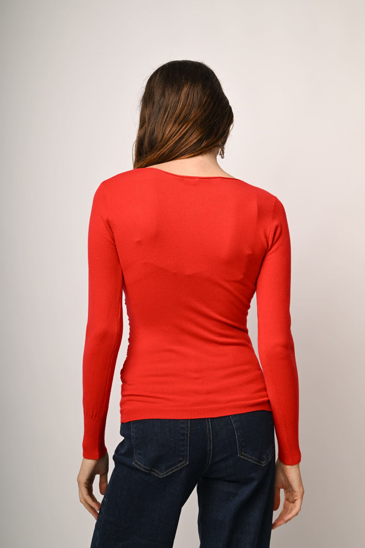 Rhinestone-embellished wrap sweater