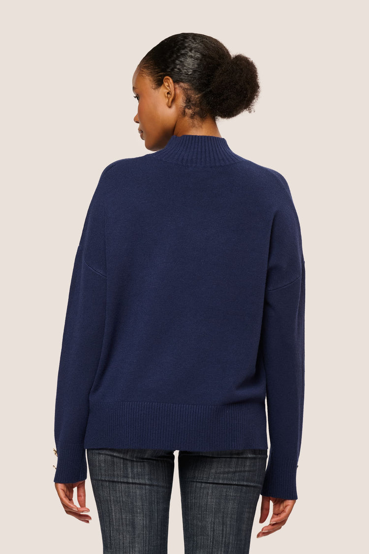 Jewel-button mock sweater
