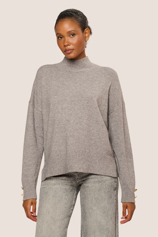 Jewel-button mock sweater