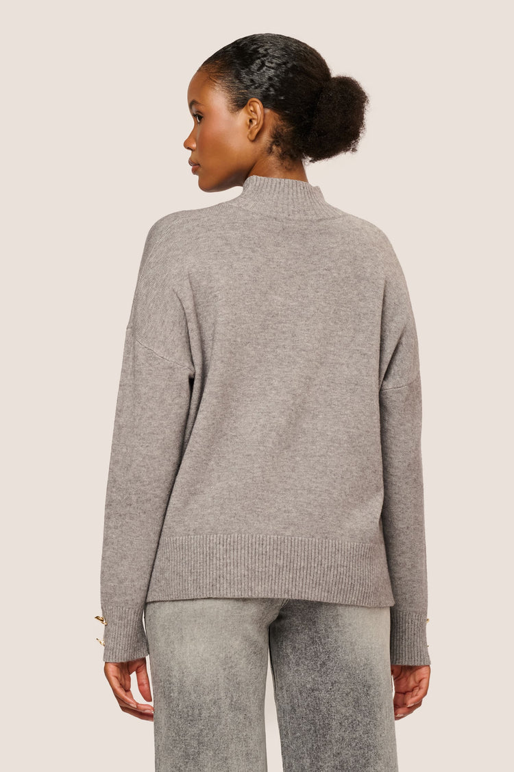 Jewel-button mock sweater