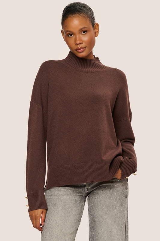 Jewel-button mock sweater