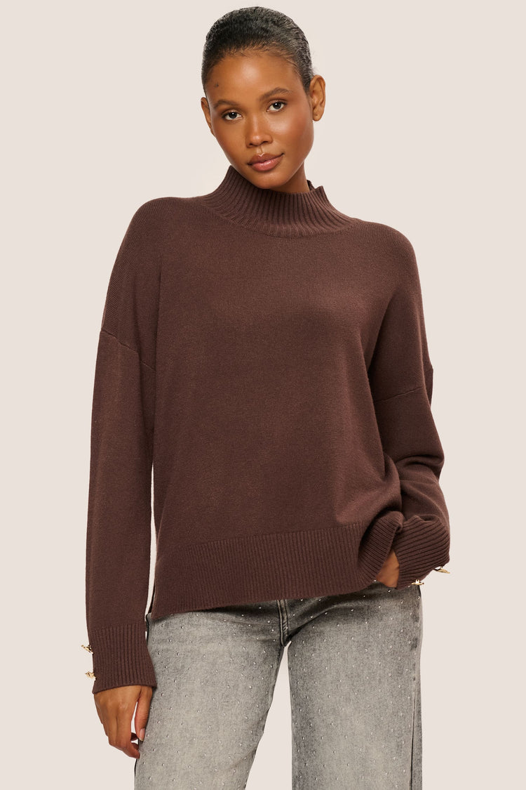 Jewel-button mock sweater