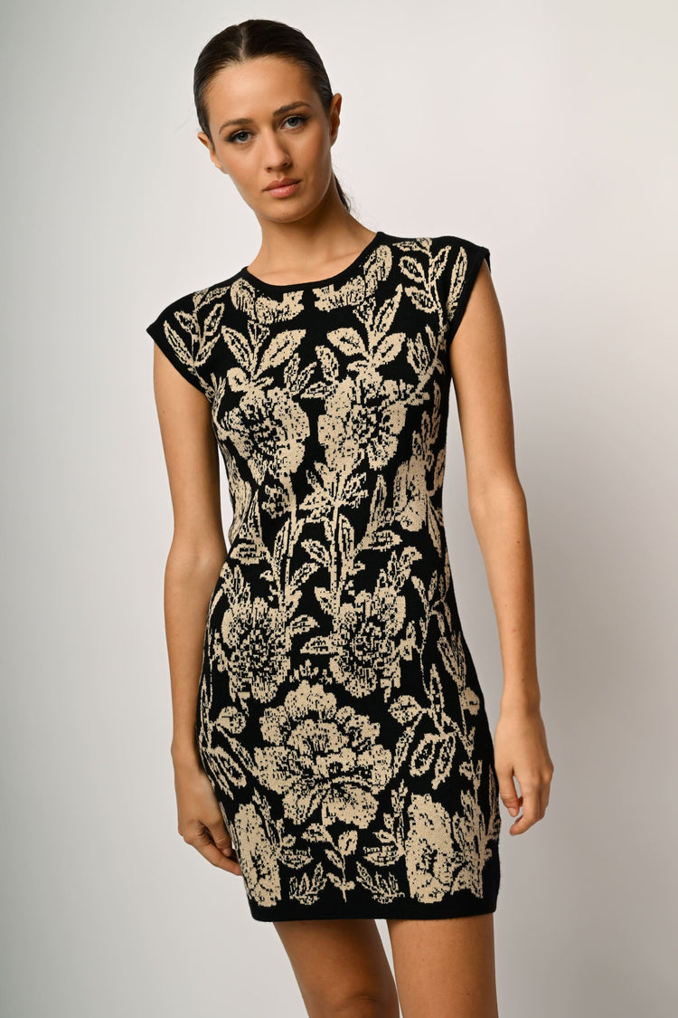Floral jacquard knit mini dress