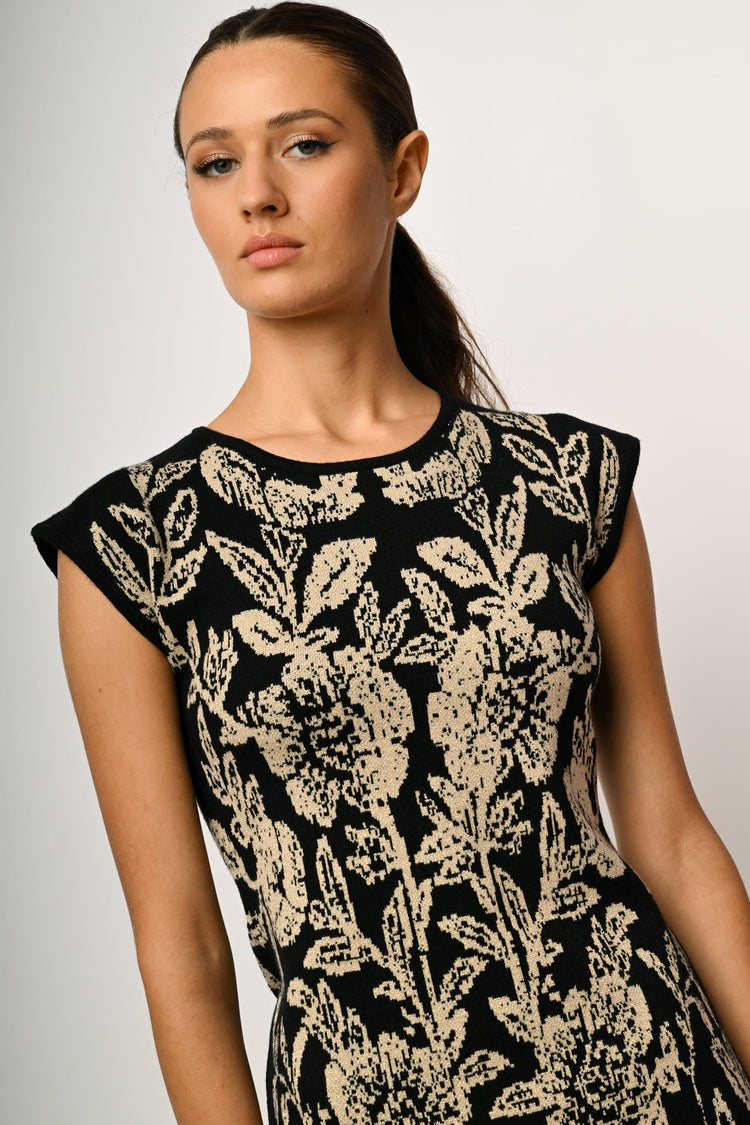Floral jacquard knit mini dress
