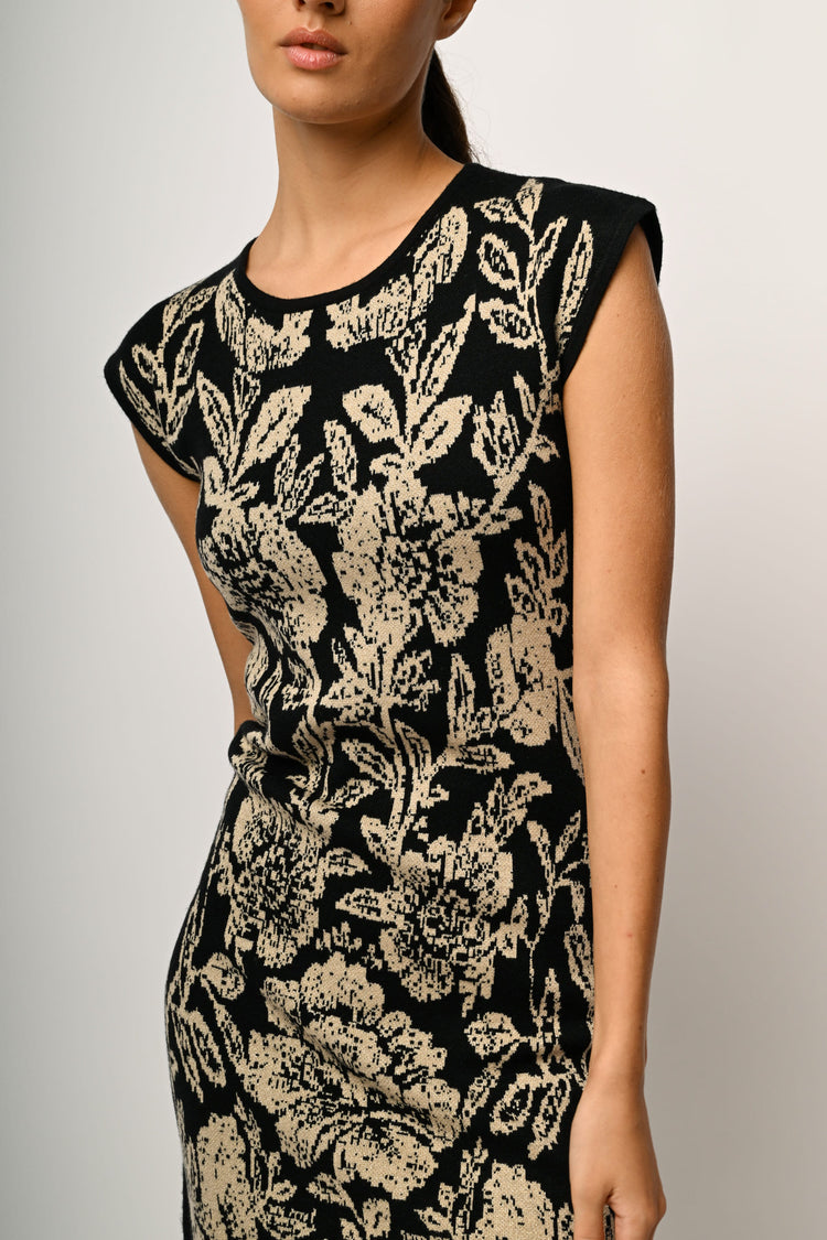 Floral jacquard knit mini dress