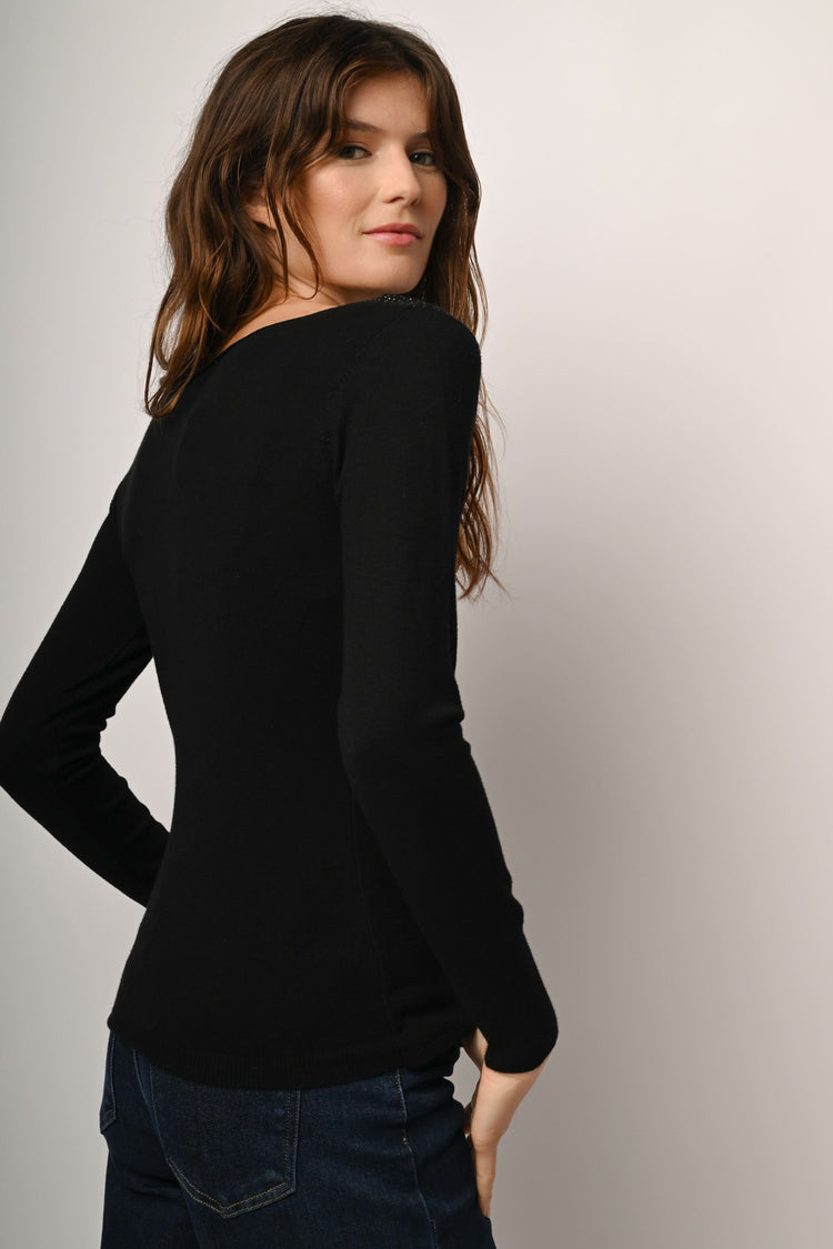 Mini rhinestone wrap sweater