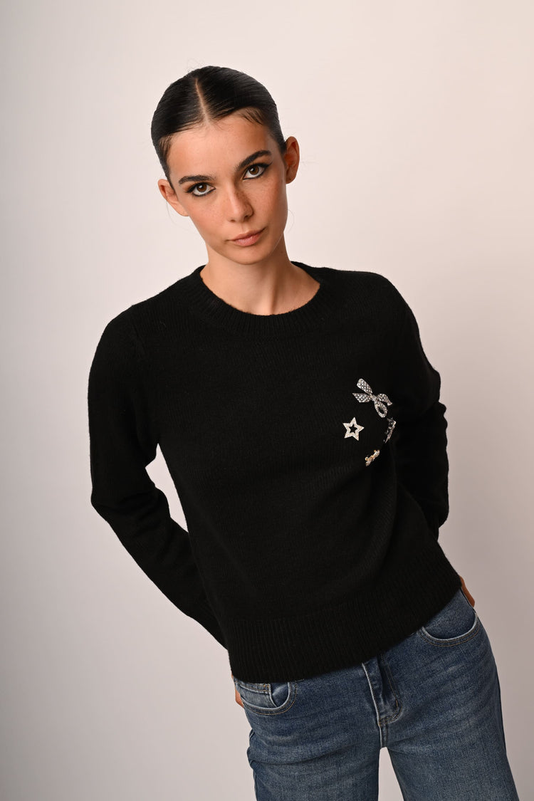 Jewel pins sweater