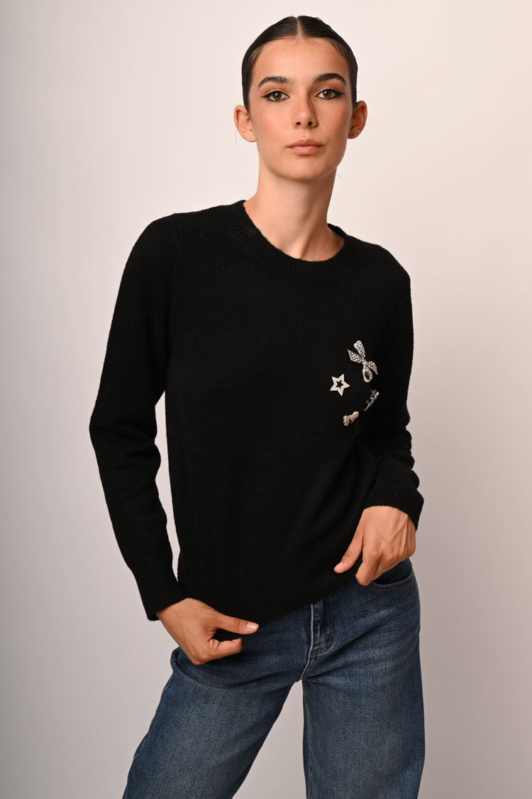 Jewel pins sweater