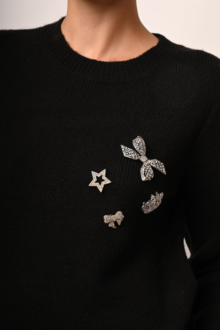 Jewel pins sweater